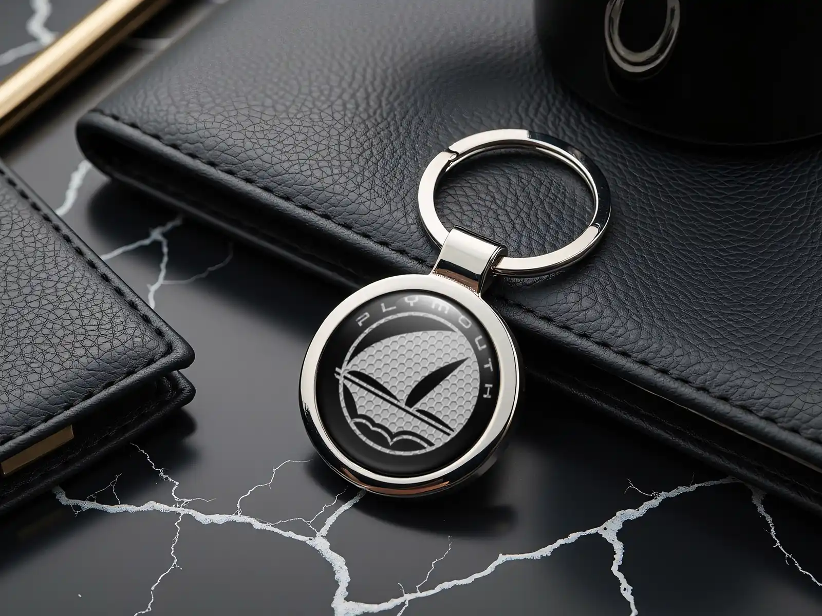 Plymouth Porte-clés Homme Acier Inox Épuré
